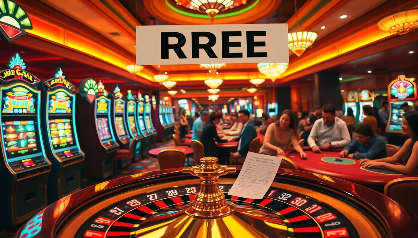 Exciting casino scene featuring poker players betting at RREE tables, rich colors, and dynamic atmosphere.